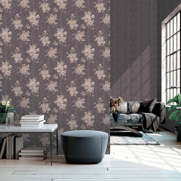 Обои 4531-6 Erismann-R Profi Deco 11 флизелиновые горячего тиснения Эвелина цветы шоколад