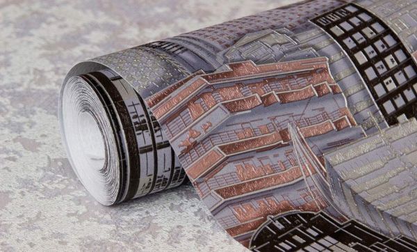 Обои 75093-56 флизелиновые горячего тиснения WallDecor Чикаго сиреневый