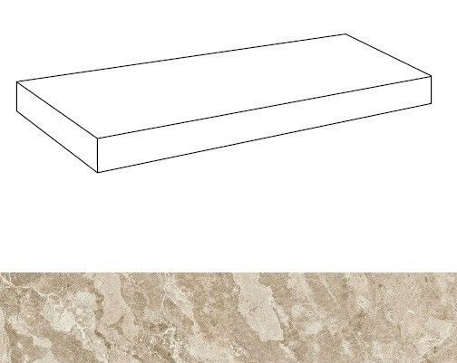 Ступень из керамогранита угловая Victory White Scal.80 Ang.Sx.Lap/Виктори Вайт лев лап